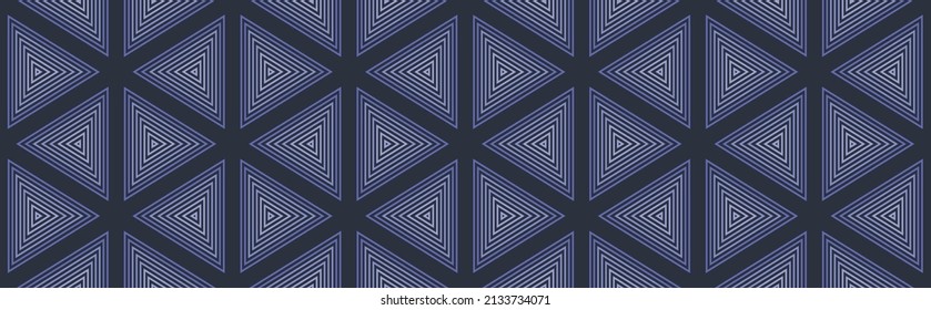 Line triangles seamless pattern design,  very peri color, modern, web banner