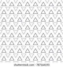 Line triangles seamless vector pattern. Geometric repeating background.