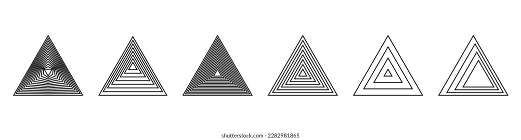 Formas de triángulos de línea. Conjunto de iconos de línea moderna. Vector aislado sobre fondo blanco.