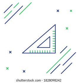 Line Triangular ruler icon isolated on white background. Straightedge symbol. Geometric symbol. Colorful outline concept. Vector