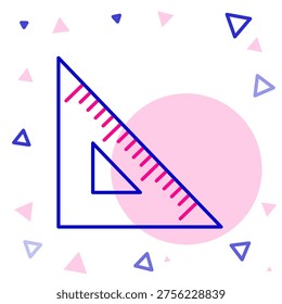 Line Triangular ruler icon isolated on white background. Straightedge symbol. Geometric symbol. Colorful outline concept. Vector Illustration