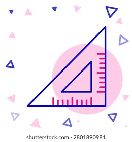 Line Triangular ruler icon isolated on white background. Straightedge symbol. Geometric symbol. Colorful outline concept. Vector