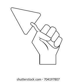 line triangular spatula equipment service industry repair in the hand