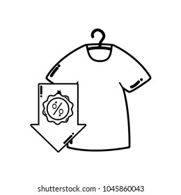 line t-shirt clothes and arrow with label percent