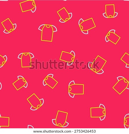 Line T-shirt icon isolated seamless pattern on red background. Shirt.  Vector