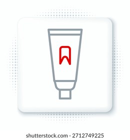 Linha Tubo de ícone de pasta de dente isolado no fundo branco. Conceito de contorno colorido. Vetor