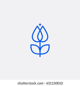 Line tulip vector logo in a modern simple design