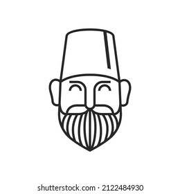 Line Turkish Man Icon with Beard Vector Design