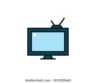 Icono de TV de línea aislado en fondo blanco. Símbolo de esquema para diseño de sitio web, aplicación móvil, ui. Pictograma electrónico. Ilustración vectorial, с editorial k. 