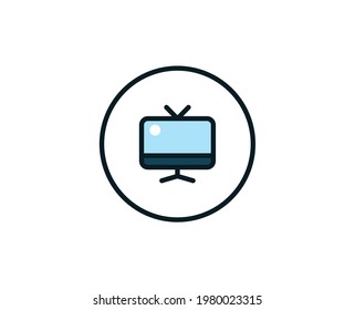 Line TV icon isolated on white background. Outline symbol for website design, mobile application, ui. Electronics pictogram. Vector illustration, editorial stroсk. 