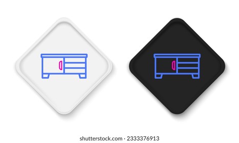 Line TV table stand icon isolated on white background. Colorful outline concept. Vector