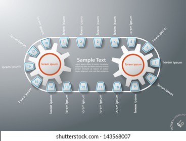 Line with two gears and 18 options. Eps 10 vector file.