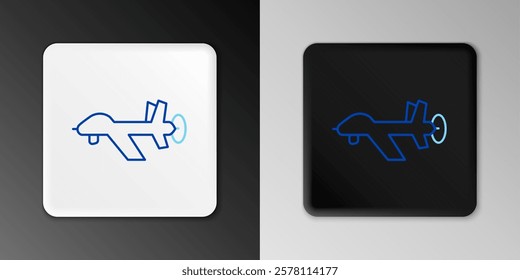 Line UAV Drone icon isolated on grey background. Military Unmanned aircraft spy. Colorful outline concept. Vector