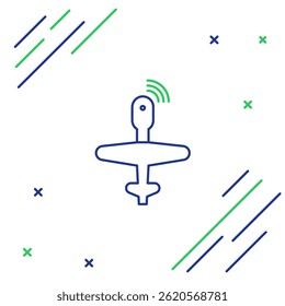 Line UAV Drone icon isolated on white background. Military Unmanned aircraft spy. Colorful outline concept. Vector