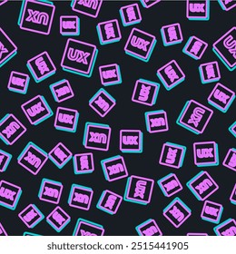 Line UI or UX design icon isolated seamless pattern on black background.  Vector