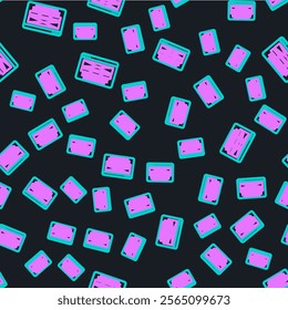 Line UI or UX design icon isolated seamless pattern on black background.  Vector