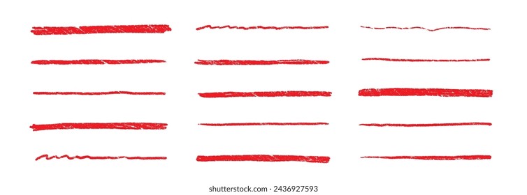 Line underline red crayon brush pencil pen marker paint stroke. Line red brush crayon highlight underline strike color through drawn strikethrough handwritten emphasis squiggle vector swoosh under