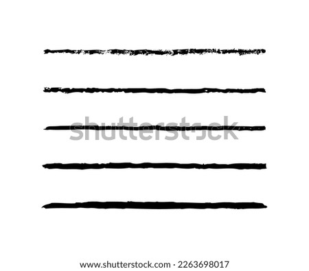 Line underline. Set strike lines black color isolated on white background. Pen stripe brush strokes. Patch pencil strips. Marker collection design. Grunge sketch thin long texture. Vector illustration