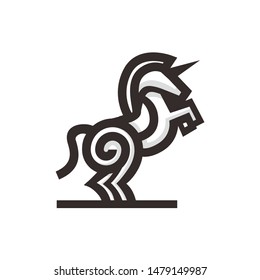 line unicorn logo design template