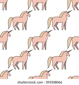 Line unicorn seamless pattern. Modern and cute illustration of unicorns.