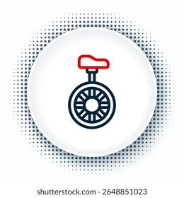 Ícone de monociclo de linha ou bicicleta de uma roda isolado no fundo branco. Bicicleta monowheel. Conceito de contorno colorido. Vetor