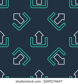 Line Upload icon isolated seamless pattern on black background. Up arrow.  Vector