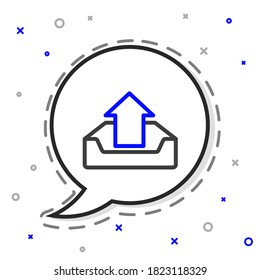 Line Upload inbox icon isolated on white background. Colorful outline concept. Vector Illustration