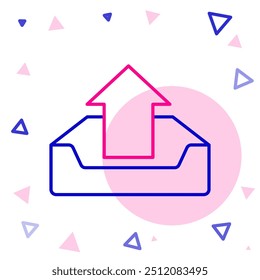 Icono de la bandeja de entrada del Cargar de línea aislado sobre fondo blanco. Concepto de contorno colorido. Ilustración vectorial