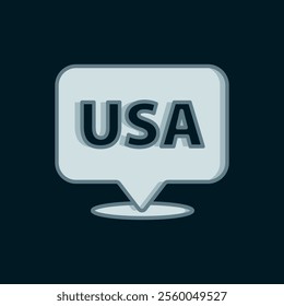 Line USA Independence day icon isolated on black background. 4th of July. United States of America country. Flat filled outline style with shadow. Vector