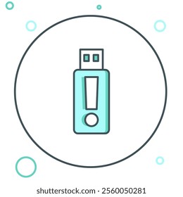 Line USB flash drive icon isolated on white background. Colorful outline concept. Vector