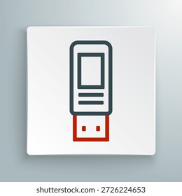 Icono de la unidad flash USB de línea aislado sobre fondo blanco. Concepto de contorno colorido. Vector