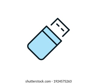 Line USB icon isolated on white background. Outline symbol for website design, mobile application, ui. Electronics pictogram. Vector illustration, editorial stroсk. 