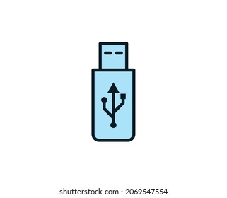 Line USB icon isolated on white background. Outline symbol for website design, mobile application, ui. Electronics pictogram. Vector illustration, editorial stroсk. 