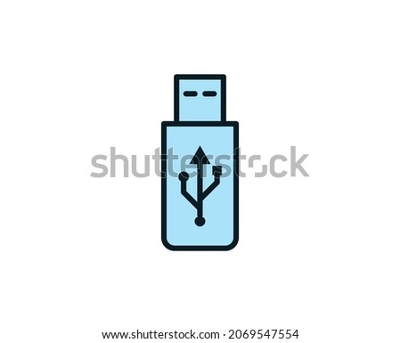Line USB icon isolated on white background. Outline symbol for website design, mobile application, ui. Electronics pictogram. Vector illustration, editorial stroсk. 