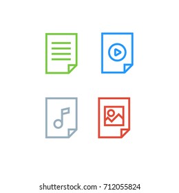 Line User Interface Icons FIle Types 