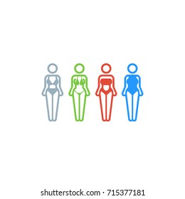Line User Interface Icons Swimsuit Females