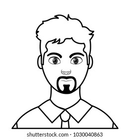 line user man with elegant shirt and hair