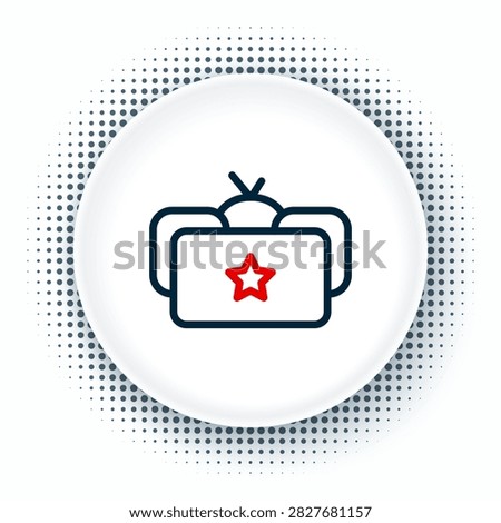 Line Ushanka icon isolated on white background. Russian fur winter hat ushanka with star. Soviet Union uniform of KGB and NKVD. Colorful outline concept. Vector