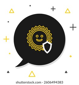 Line UV protection icon isolated on white background. Sun and shield. Ultra violet rays radiation. SPF sun sign. Colorful outline concept. Vector