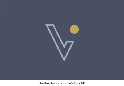 line V alphabet letter logo icon design yellow blue for company and business. Suitable for a modern or stylish logotype