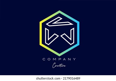 line V three letter cube alphabet letter logo icon design with polygon design. Creative template for business and company in blue and yellow colors