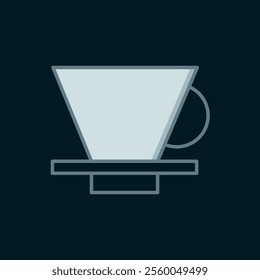 Line V60 coffee maker icon isolated on black background. Flat filled outline style with shadow. Vector