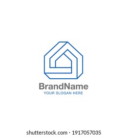 Line Valknut Home, Three Interlocked Triangle Real Estate Logo Design Vector
