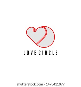 Line vector about a heart and a circle forming one.