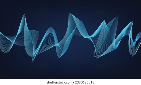 Line of vector abstract graphic wave patterns. Digital frequency Curved wavy line, smooth stripe. Background and modern waves style.