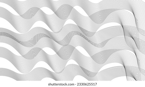 Línea de patrones de onda gráfica abstracta vectorial. Frecuencia digital Línea ondulada curva, banda lisa. El fondo y el estilo de las olas modernas.