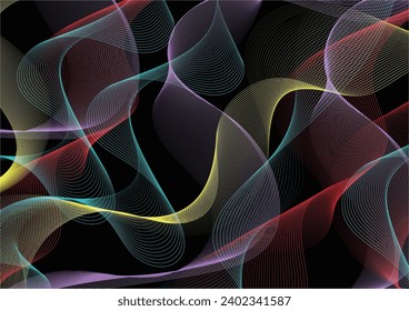 Línea de patrones de onda gráfica abstracta vectorial. Frecuencia digital Línea ondulada curva, banda lisa. El fondo y el estilo de las olas modernas.