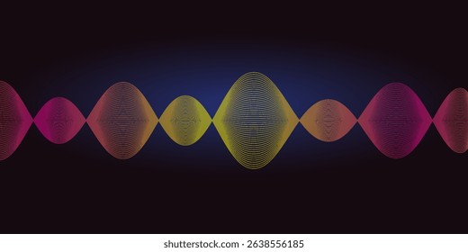 Line of vector abstract graphic wave patterns. Digital frequency Curved wavy line, smooth stripe. Background and modern waves style.