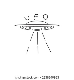 line vector, alien flying vehicle