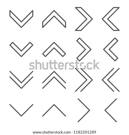 Line vector arrows icon set. Outline chevron symbols collection for website design, mobile application, ui. Editable stroke. Vector illustration. Eps10.